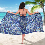 Blue Spring Butterfly Pattern Print Beach Sarong Wrap