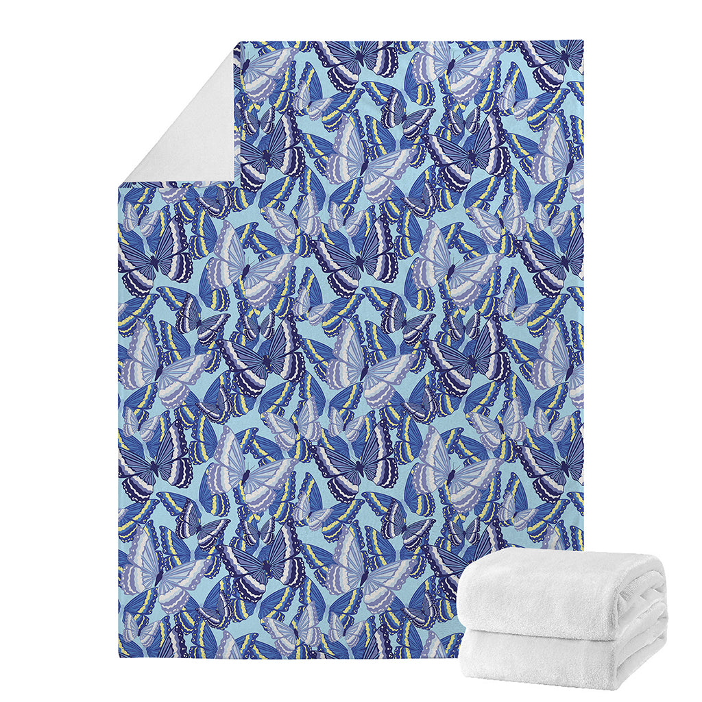 Blue Spring Butterfly Pattern Print Blanket