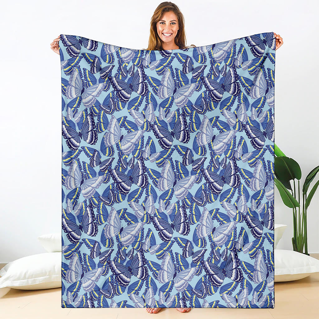 Blue Spring Butterfly Pattern Print Blanket