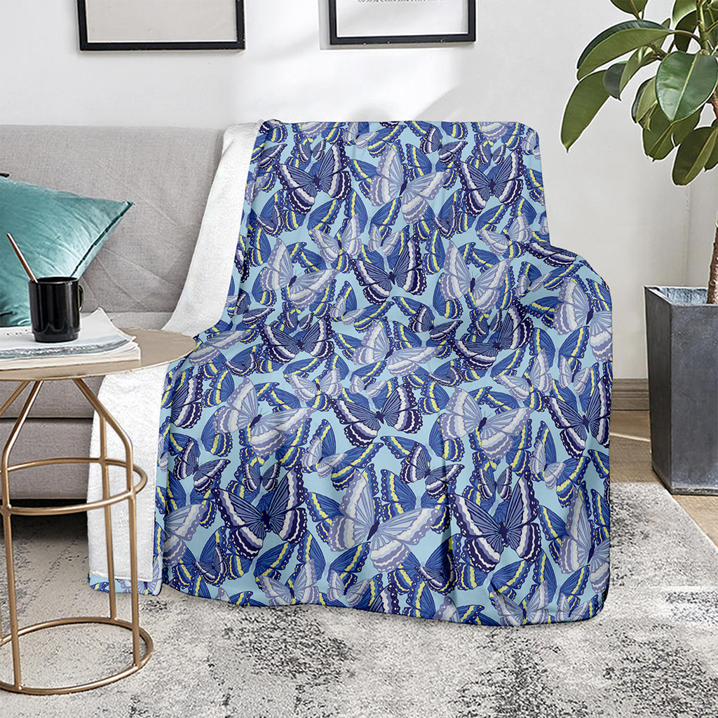 Blue Spring Butterfly Pattern Print Blanket