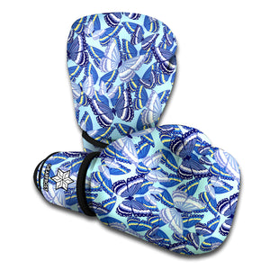 Blue Spring Butterfly Pattern Print Boxing Gloves