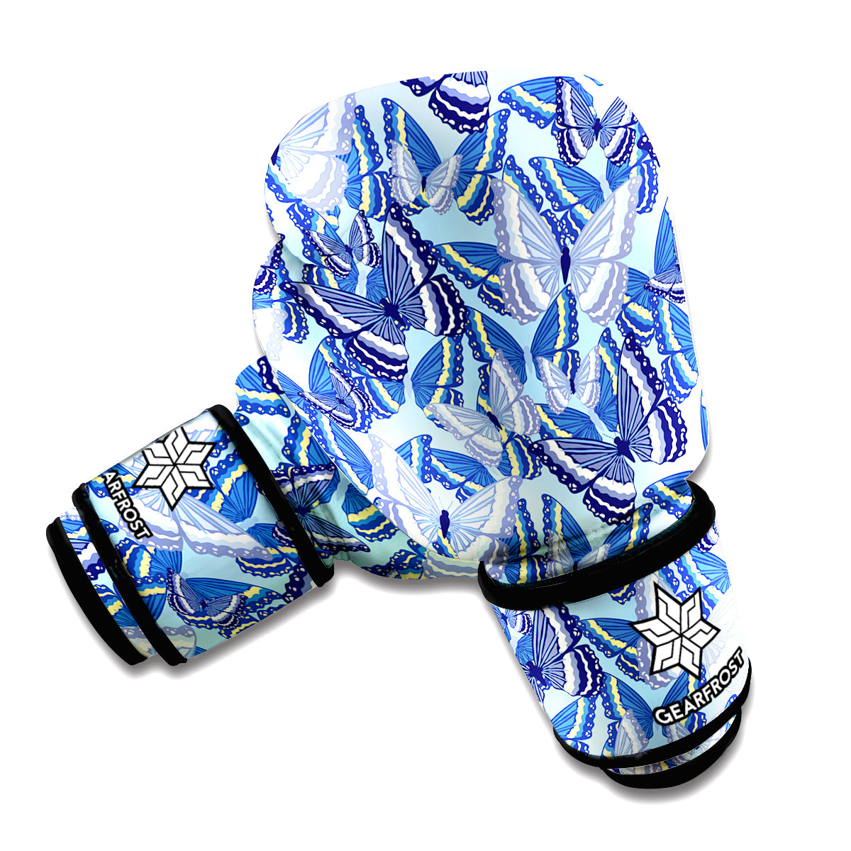 Blue Spring Butterfly Pattern Print Boxing Gloves