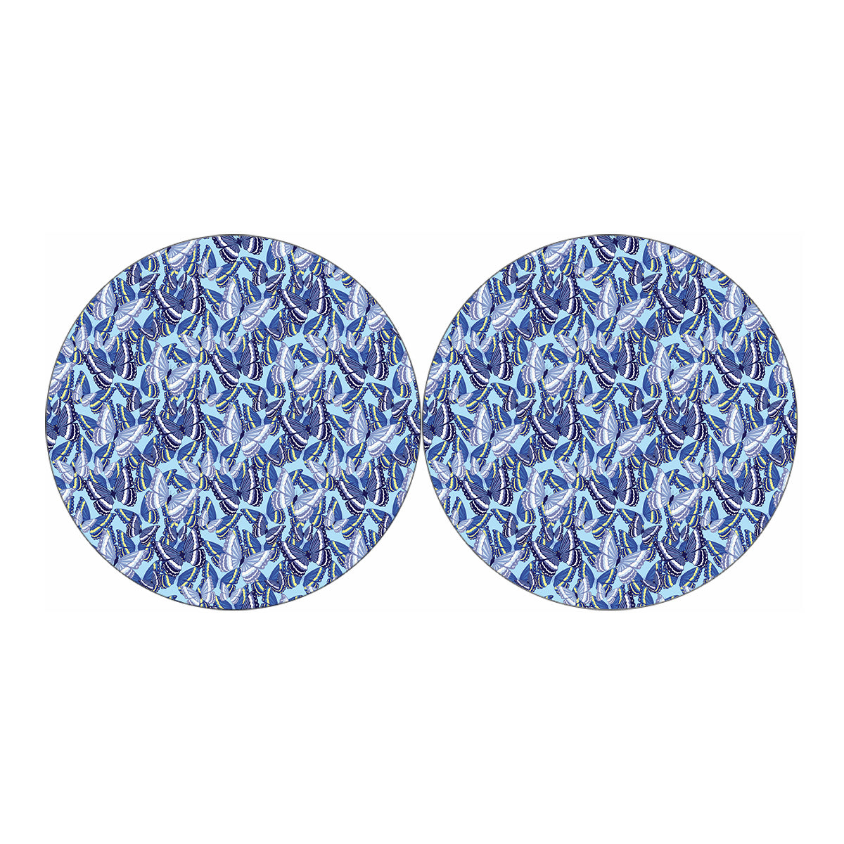 Blue Spring Butterfly Pattern Print Car Coasters