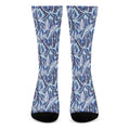 Blue Spring Butterfly Pattern Print Crew Socks