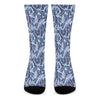 Blue Spring Butterfly Pattern Print Crew Socks