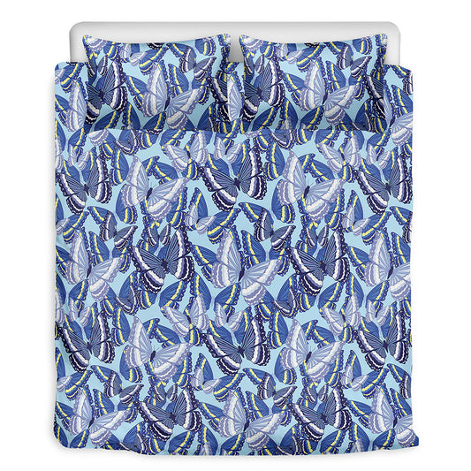 Blue Spring Butterfly Pattern Print Duvet Cover Bedding Set