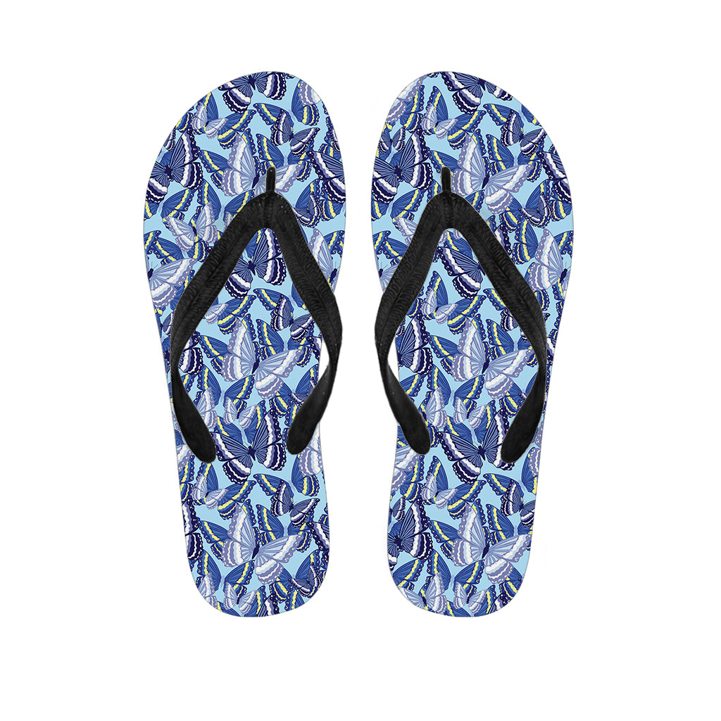 Blue Spring Butterfly Pattern Print Flip Flops