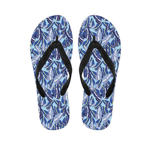 Blue Spring Butterfly Pattern Print Flip Flops