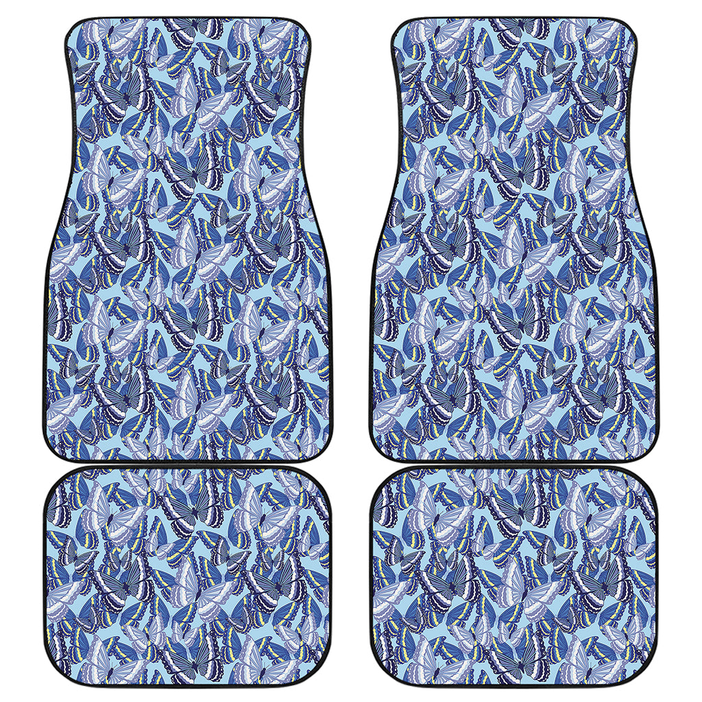 Blue Spring Butterfly Pattern Print Front and Back Car Floor Mats