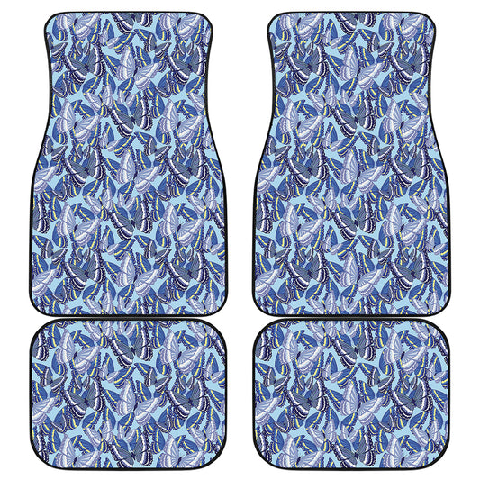 Blue Spring Butterfly Pattern Print Front and Back Car Floor Mats