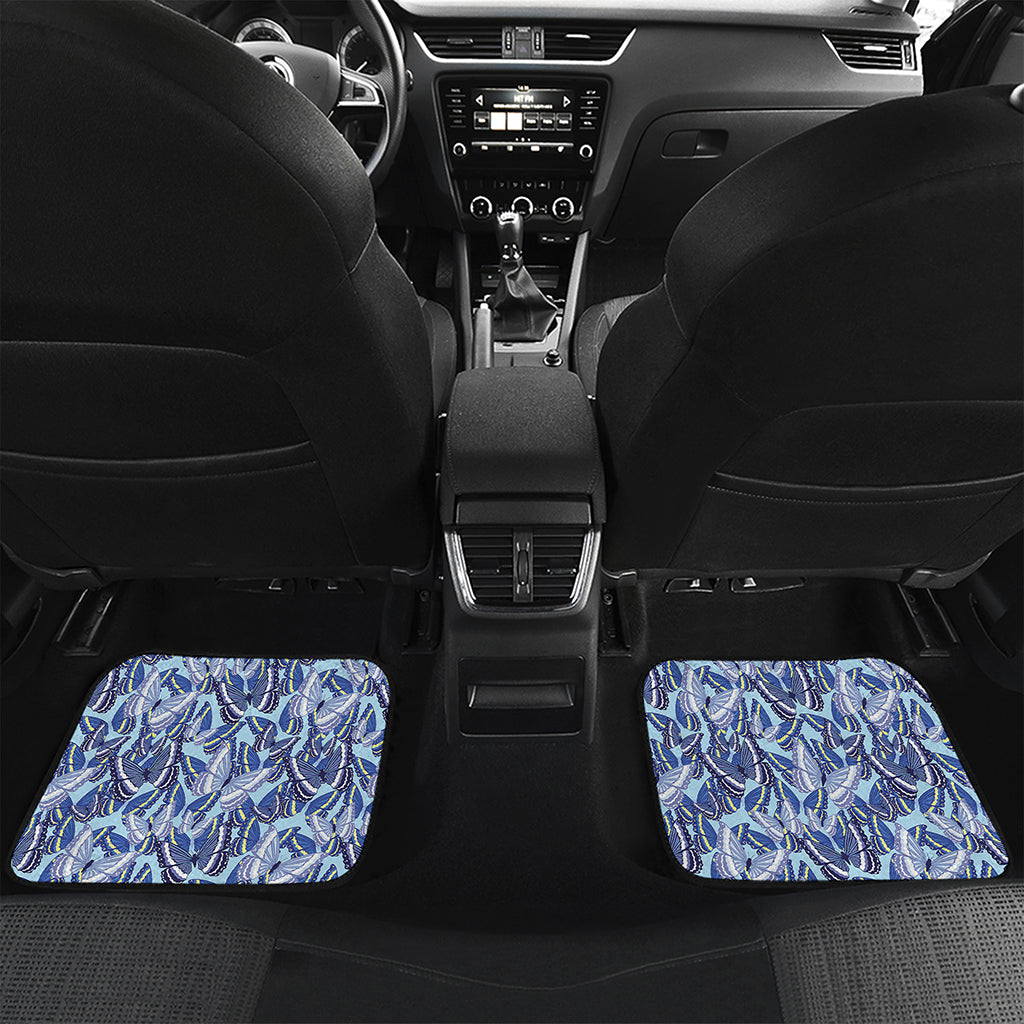 Blue Spring Butterfly Pattern Print Front and Back Car Floor Mats