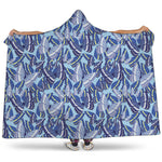 Blue Spring Butterfly Pattern Print Hooded Blanket