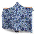 Blue Spring Butterfly Pattern Print Hooded Blanket