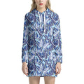 Blue Spring Butterfly Pattern Print Pullover Hoodie Dress