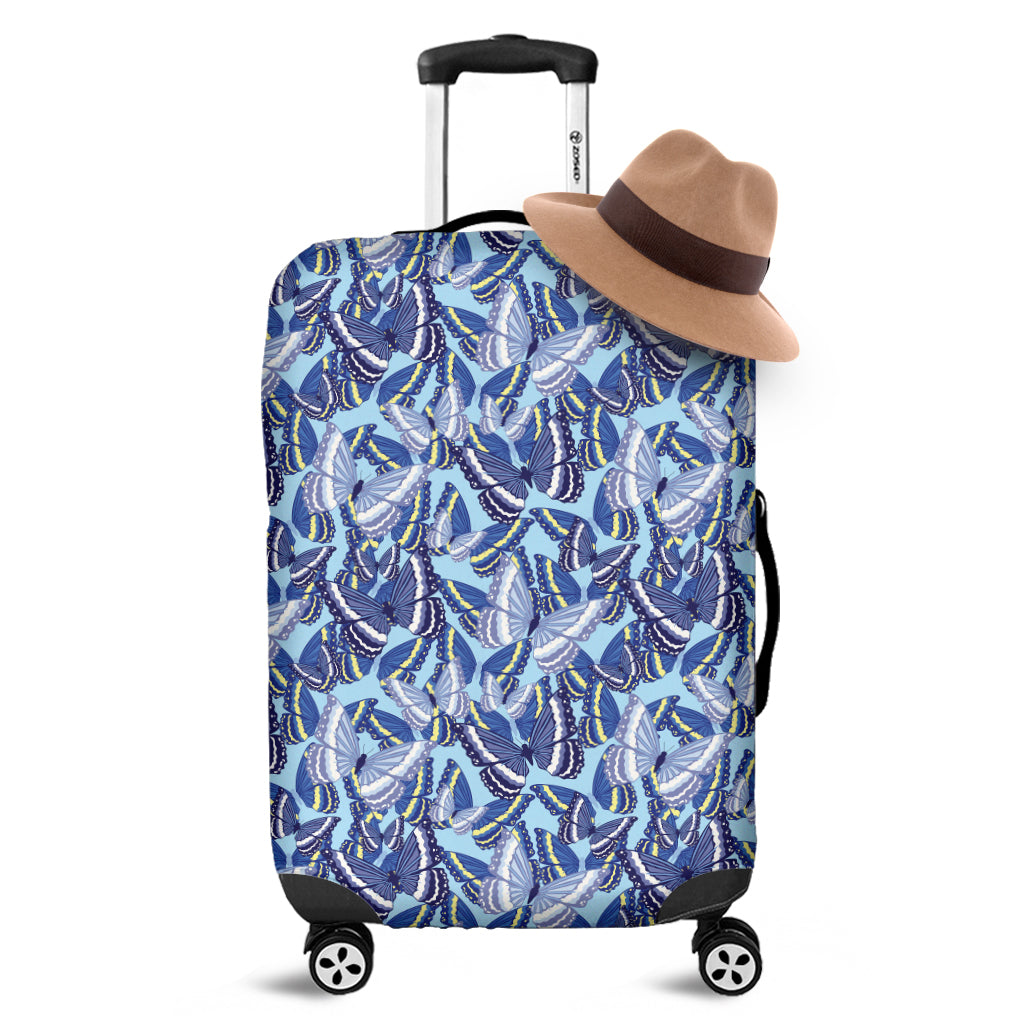 Blue Spring Butterfly Pattern Print Luggage Cover