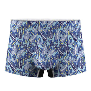 Blue Spring Butterfly Pattern Print Men's Boxer Briefs