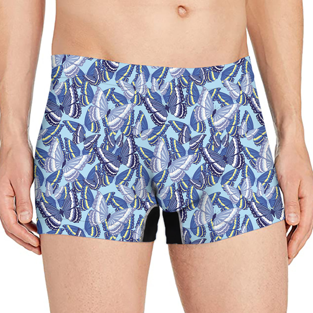 Blue Spring Butterfly Pattern Print Men's Boxer Briefs