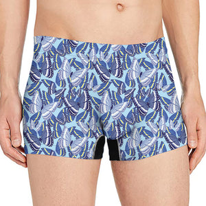 Blue Spring Butterfly Pattern Print Men's Boxer Briefs