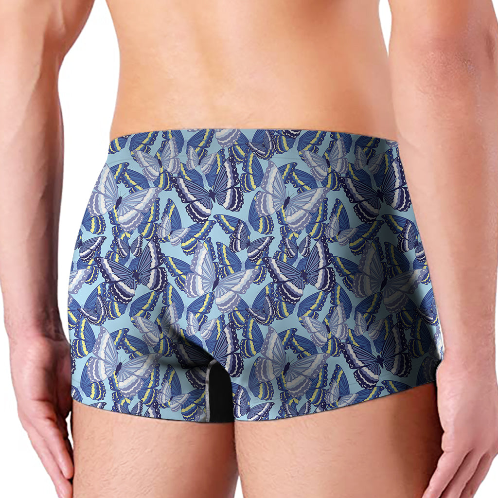 Blue Spring Butterfly Pattern Print Men's Boxer Briefs