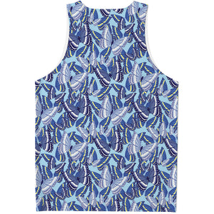 Blue Spring Butterfly Pattern Print Men's Tank Top