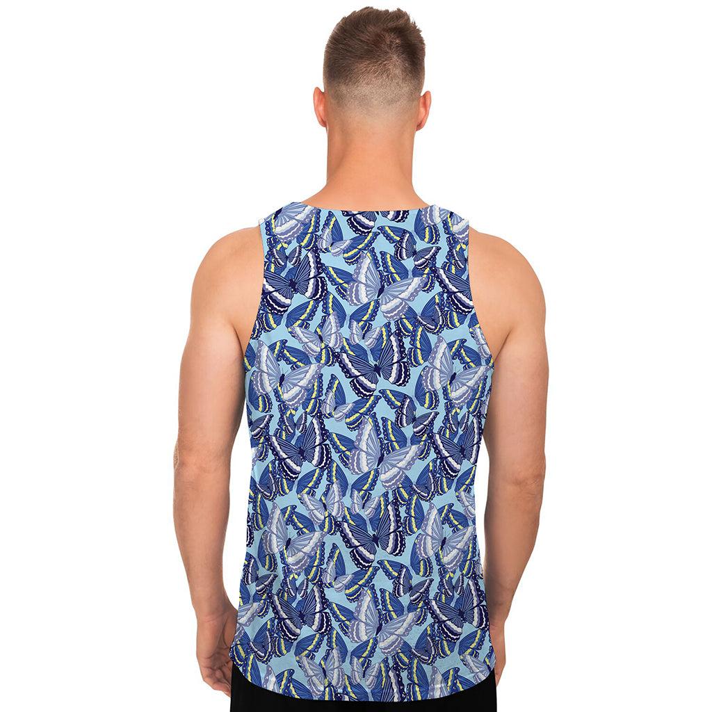 Blue Spring Butterfly Pattern Print Men's Tank Top