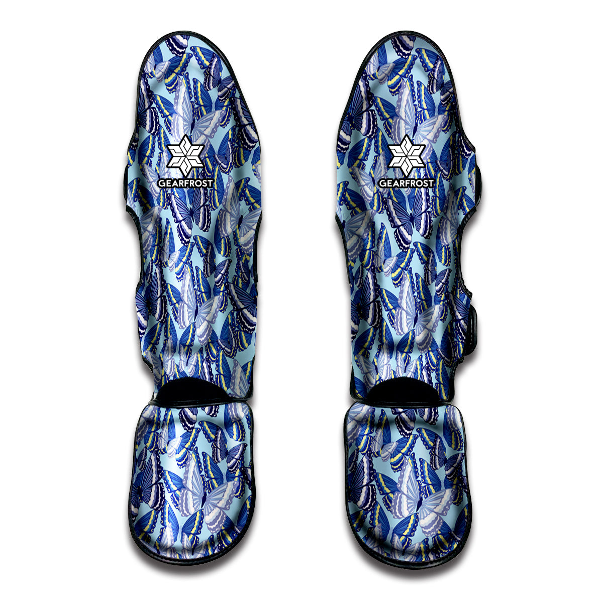 Blue Spring Butterfly Pattern Print Muay Thai Shin Guard