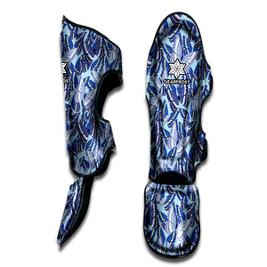 Blue Spring Butterfly Pattern Print Muay Thai Shin Guard