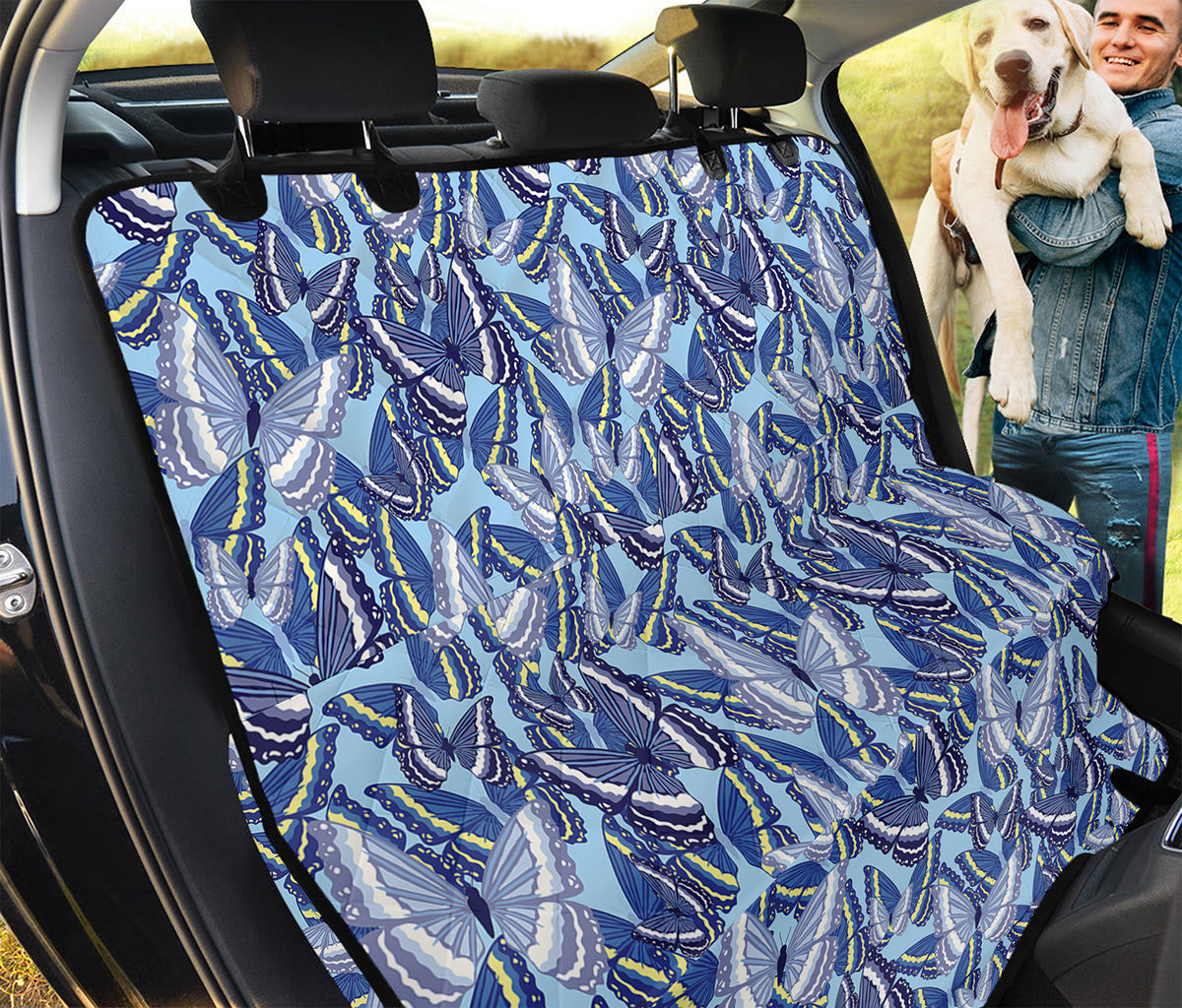 Blue Spring Butterfly Pattern Print Pet Car Back Seat Cover