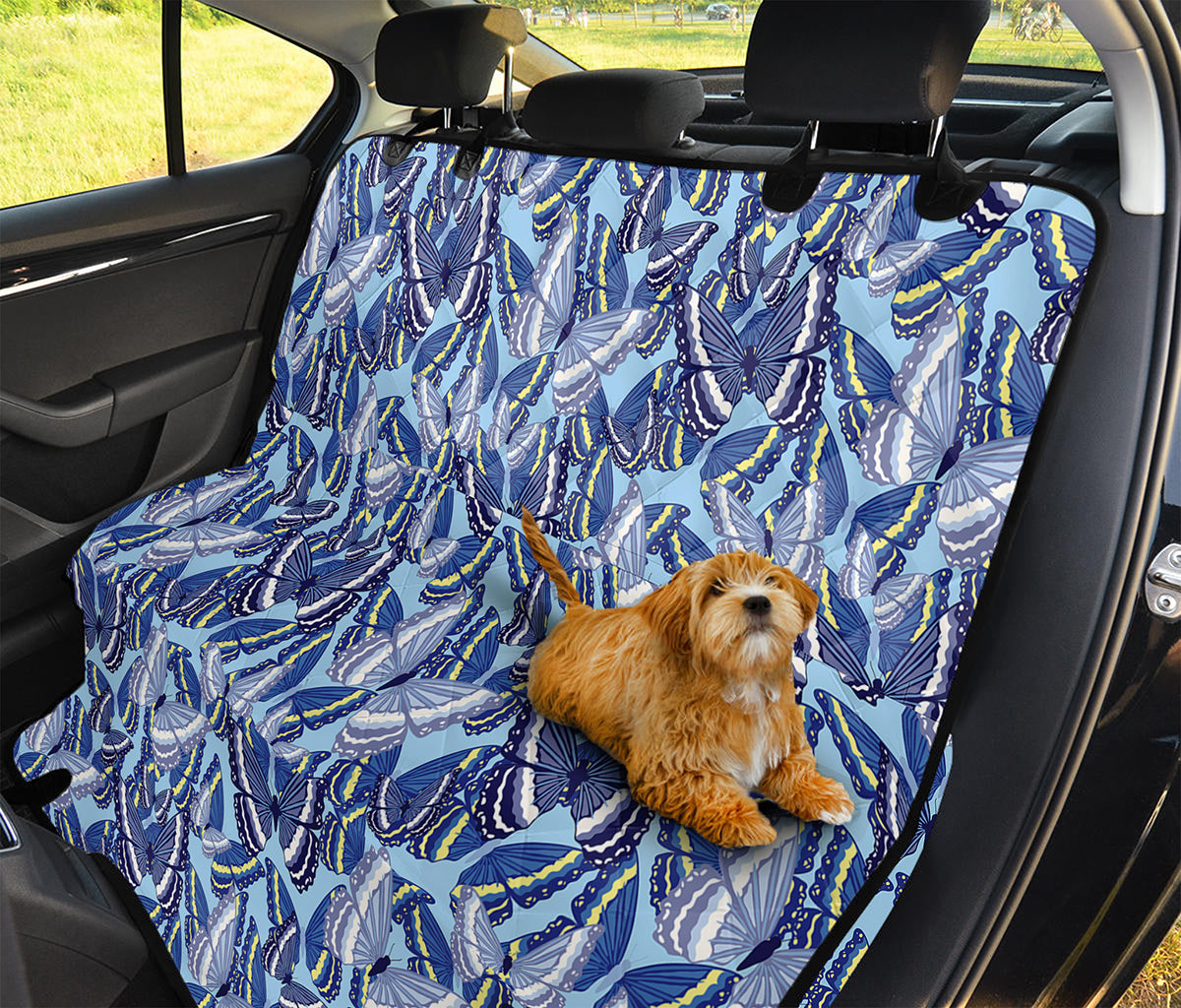 Blue Spring Butterfly Pattern Print Pet Car Back Seat Cover