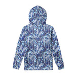 Blue Spring Butterfly Pattern Print Pullover Hoodie