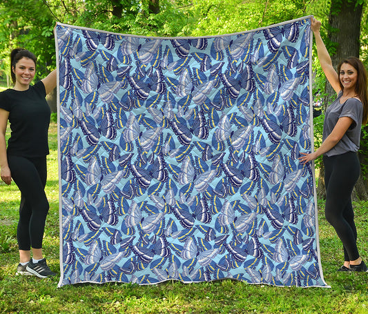Blue Spring Butterfly Pattern Print Quilt