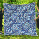 Blue Spring Butterfly Pattern Print Quilt