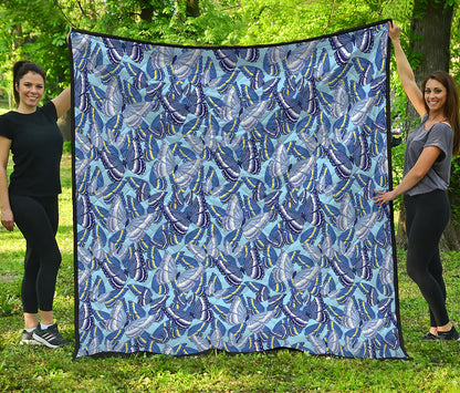 Blue Spring Butterfly Pattern Print Quilt
