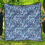 Blue Spring Butterfly Pattern Print Quilt