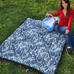 Blue Spring Butterfly Pattern Print Quilt