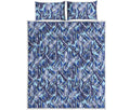 Blue Spring Butterfly Pattern Print Quilt Bed Set