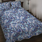 Blue Spring Butterfly Pattern Print Quilt Bed Set