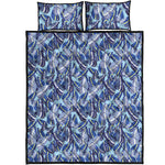 Blue Spring Butterfly Pattern Print Quilt Bed Set
