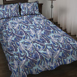Blue Spring Butterfly Pattern Print Quilt Bed Set