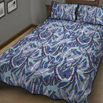 Blue Spring Butterfly Pattern Print Quilt Bed Set