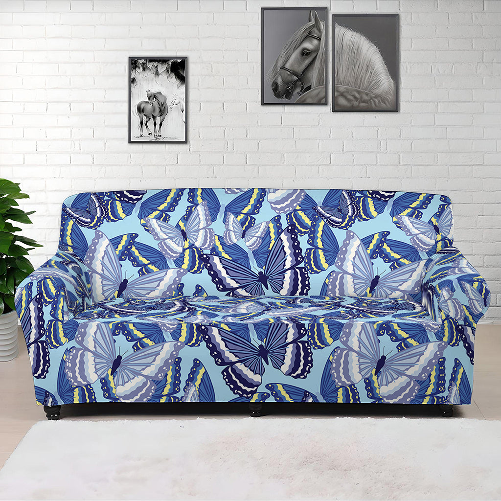 Blue Spring Butterfly Pattern Print Sofa Cover