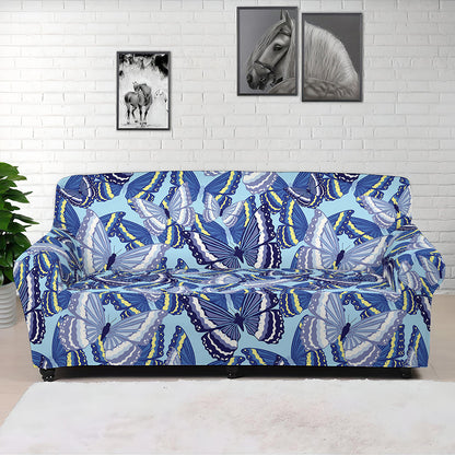 Blue Spring Butterfly Pattern Print Sofa Cover