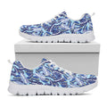 Blue Spring Butterfly Pattern Print White Running Shoes