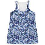 Blue Spring Butterfly Pattern Print Women's Racerback Tank Top