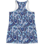 Blue Spring Butterfly Pattern Print Women's Racerback Tank Top