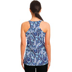 Blue Spring Butterfly Pattern Print Women's Racerback Tank Top