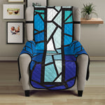 Blue Stained Glass Cross Print Armchair Protector