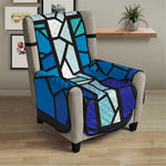 Blue Stained Glass Cross Print Armchair Protector