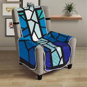 Blue Stained Glass Cross Print Armchair Protector