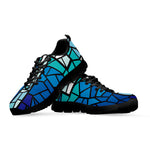 Blue Stained Glass Cross Print Black Sneakers